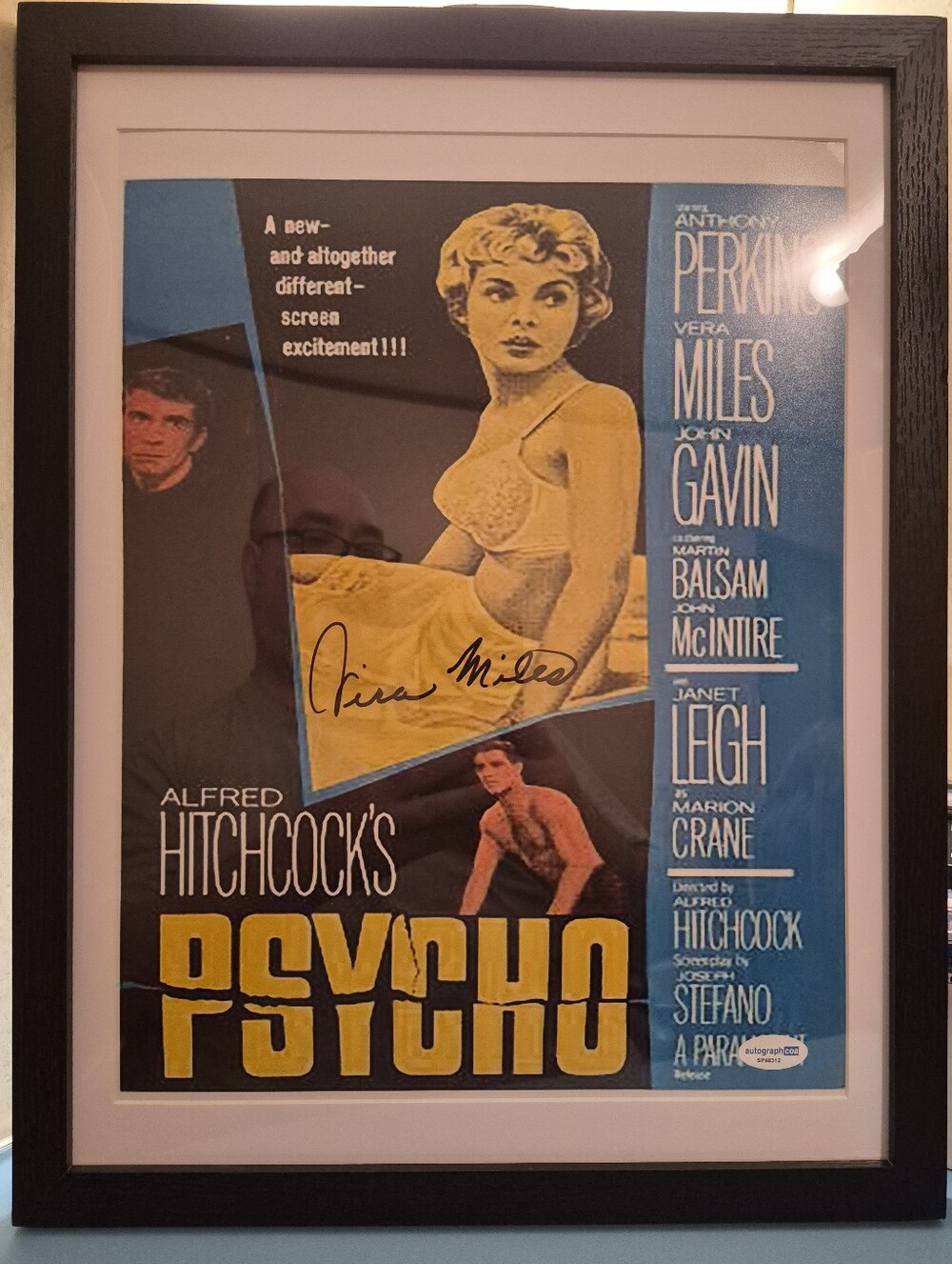 Vera Miles Autographed "Psycho" Alfred Hitchcock Framed Movie Poster (11×14)